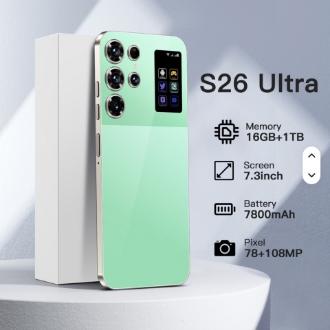 S26 Ultra 7,3-calowy smartfon 16 GB + 1 TB 5G, kamera HD 72 MP + 108 MP, podwójna karta 5G, Android 14.0, 100 W