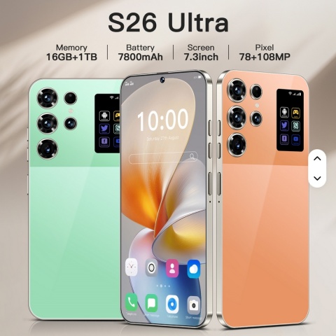 S26 Ultra 7,3-calowy smartfon 16 GB + 1 TB 5G, kamera HD 72 MP + 108 MP, podwójna karta 5G, Android 14.0, 100 W