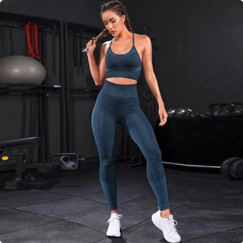 2-częściowy damski dres bezszwowy zestaw do jogi odzież sportowa legginsy z wysokim stanem sportowe Fitness 2-częściowy damski dres bezszwowy zestaw do jogi odzież sportowa legginsy z wysokim stanem sportowe Fitness